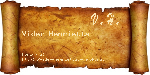 Vider Henrietta névjegykártya